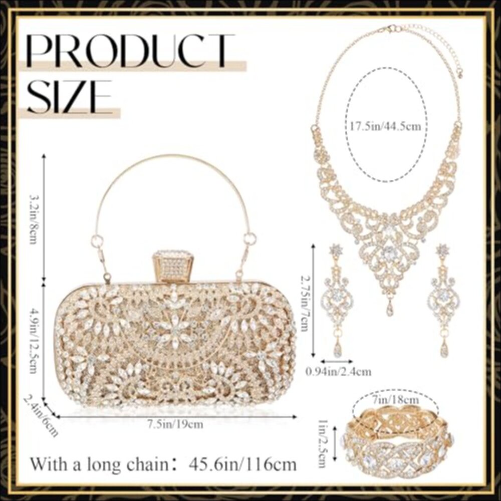 Rhinestone Alloy Jewelry Set with Evening Clutch Bag - Picture 3 of 7